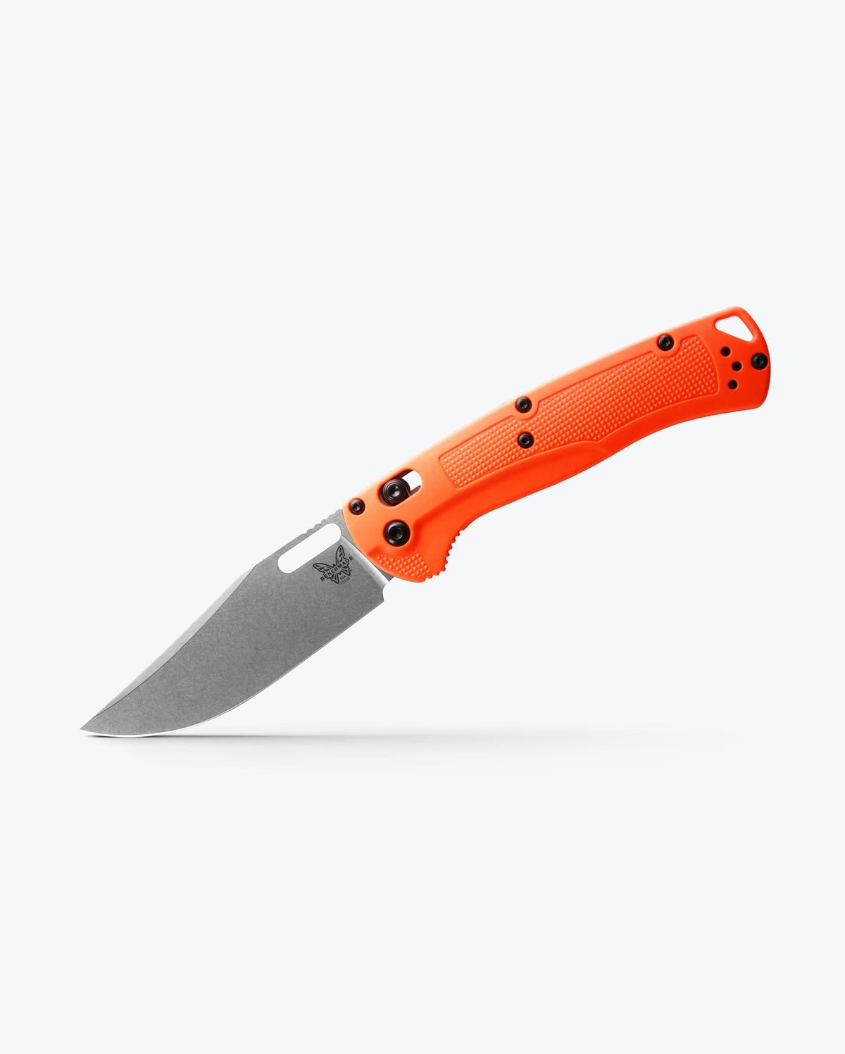 Benchmade Tagged Out orange folding knife raffle prize